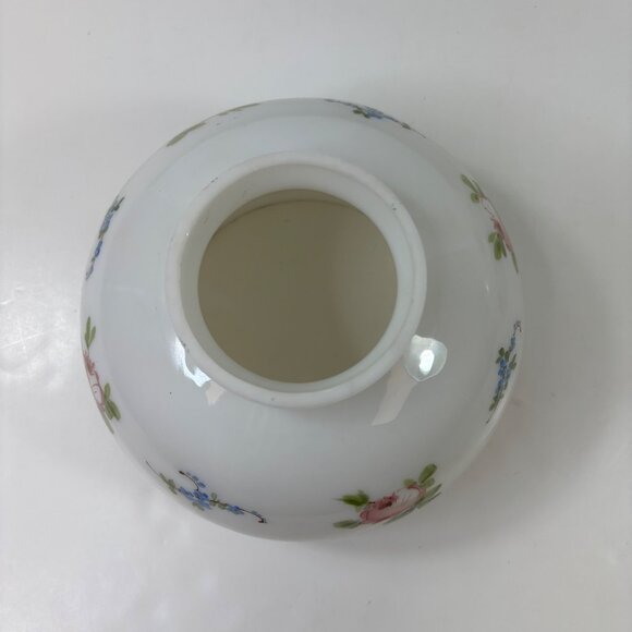 Vintage White Floral Glass Lamp Shade Globe Pink Roses  Blue Flowers  7" Diamete - Picture 7 of 10